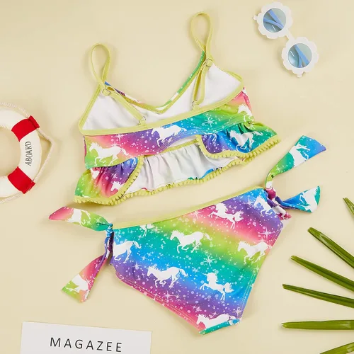 Vista 2 de swimsobo Trajes de baño de dos piezas para niñas tankini estampado 3D para 3-12 años