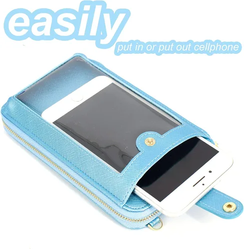 Vista 6 de Valentoria Bolso cruzado pequeño para teléfono celular, cartera de cuero para tarjetas de mano para mujer