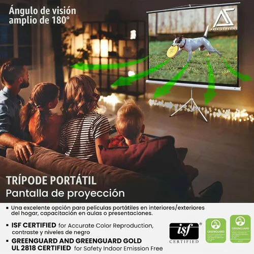 Vista 5 de Akia Screens Pantalla de proyector de 100 pulgadas con soporte, 4:3 HD, pantalla portátil de trípode, 1.1 ganancia, sin arrugas