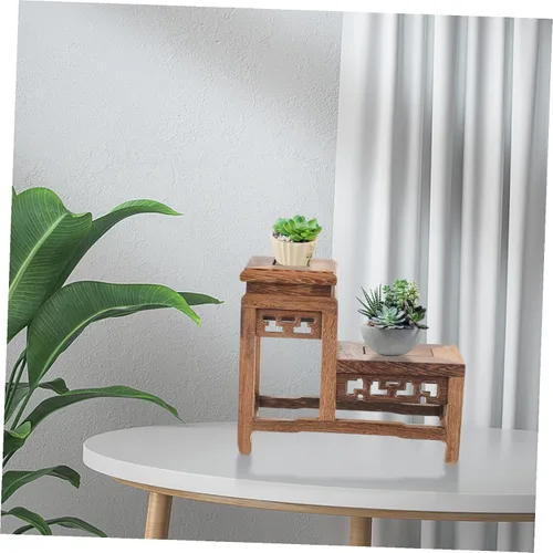 Vista 5 de DOITOOL Soporte de madera para plantas retro, soporte para macetas de jardín, para bonsái, base resistente para decoración del hogar, exhibiciones