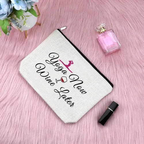 Vista 3 de Sfodiary Bolsa de maquillaje para amantes del yoga, regalos de yoga para mujeres, instructoras de yoga, regalo de agradecimiento para profesores