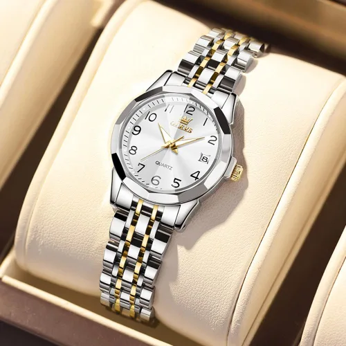 Vista 6 de OLEVS Reloj de pulsera para mujer, pequeño reloj de pulsera de acero inoxidable para mujer, reloj analógico de cuarzo para mujer