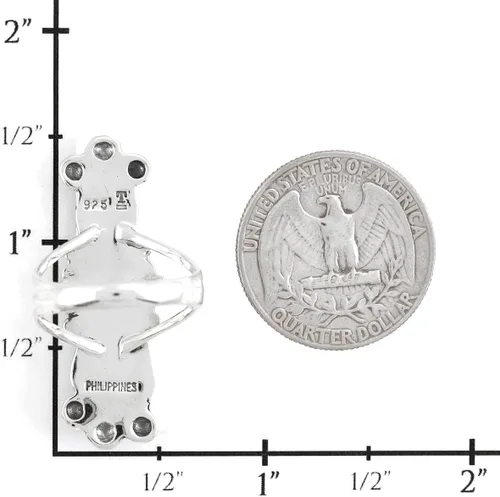 Vista 4 de Anillo turquesa de plata de ley 925 con piedras preciosas auténticas tamaño 6 a 11