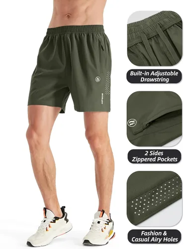 Vista 3 de Pantalones cortos deportivos para hombre, pantalones cortos de entrenamiento para correr, tenis, gimnasio, 5, 7, 9 pulgadas, cómodos, ligeros, 3
