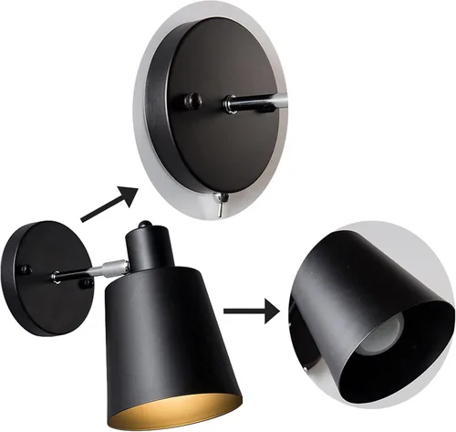 Vista 7 de Lámpara de pared ajustable con enchufe de 10 W, 800 lúmenes, lámpara de pared con control remoto con cable de enchufe de 6 pies, para restaurante