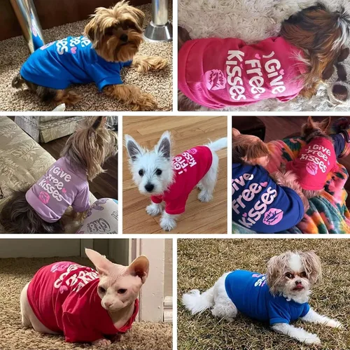 Vista 2 de PETCARE Paquete de 3 camisas para perros pequeños, ropa para cachorros, camisetas de algodón suave de manga corta para perros pequeños, niñas