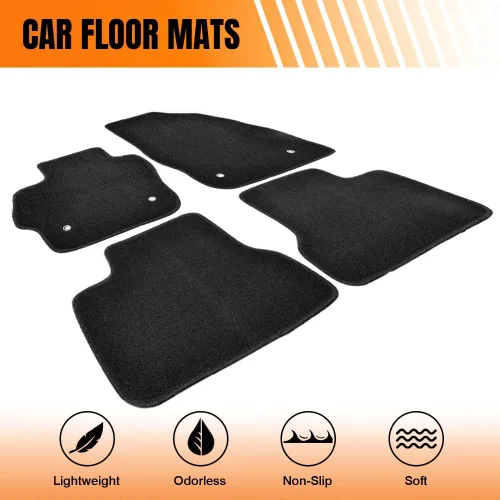 Vista 2 de Tapete de nailon para automóvil Mazda 3 2010-2013, negro, 4 unidades Durable, Soft, Lightweight, Three-Layer, Precision Stitching, Anti-slip, Easy