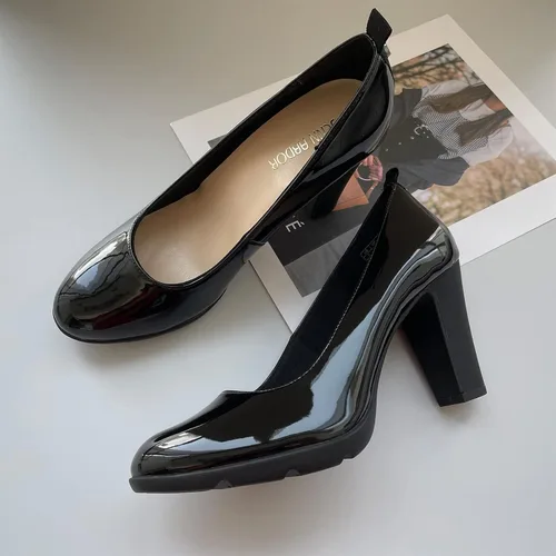 Vista 6 de JENN ARDOR Zapatos de tacón grueso con punta redonda para mujer, tacón de bloque medio, zapatos de plataforma, para oficina, trabajo, boda, noche