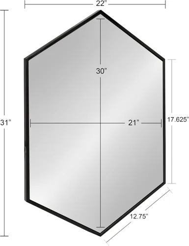 Vista 7 de Kate and Laurel McNeer - Espejo de pared hexagonal grande de metal, 31x22, negro