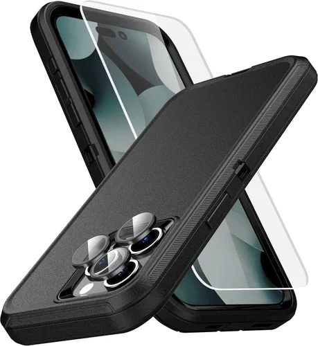 Vista 9 de MXX Funda de Alta Resistencia para iPhone 15 con Pantalla de Vidrio Templado, Protector de Lente de Cámara de 3 Capas, Protección Completa