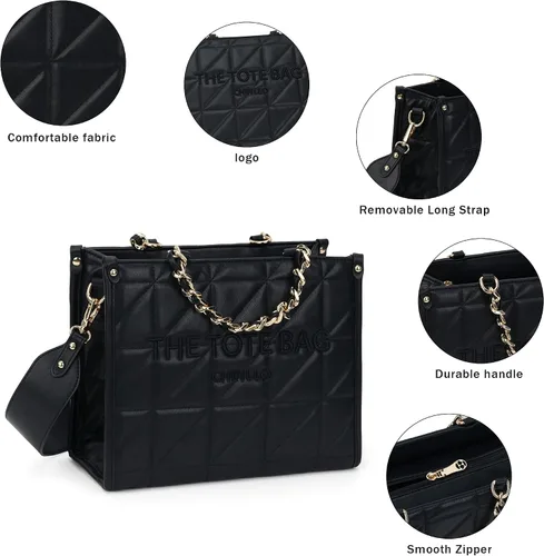 Vista 4 de Bolso de mano para mujer, bolsa satchel con asa superior y correa para el hombro