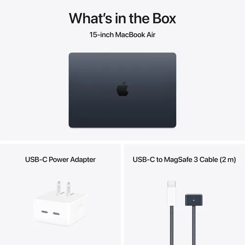 Vista 6 de Apple MacBook Air 2025 con chip Apple M4 (15 pulgadas, 16 GB de Memoria Unificada, 256 GB SSD de almacenamiento) (QWERTY inglés) Negro medianoche