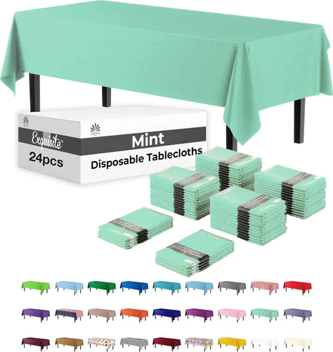 Vista 32 de Party Solids Mantel rectangular de plástico color azul aguamarina, 54 x 108 pulgadas, paquete de 24
