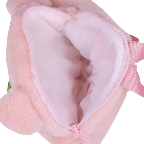Vista 6 de Linda mochila de peluche para niña, bolsa de peluche kawaii de cerdo para la escuela, mini bolsa de felpa para niñas y mujeres, bolso mullido