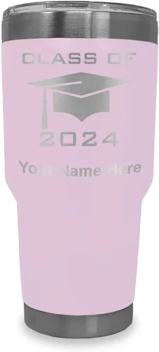 Vista 18 de LaserGram Vaso aislado al vacío de 20 onzas, grado de tapa clase de 2024, 2025, 2026, 2027, 2028, grabado personalizado incluido (negro)