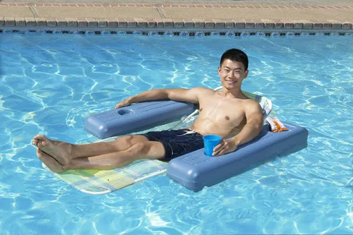 Vista 5 de Poolmaster Tumbona flotante retro caribeña para adultos, a cuadros