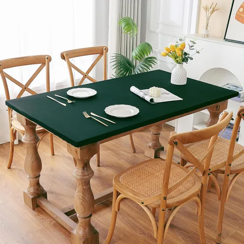 Vista 7 de Mantel redondo de elastano, suave y agradable a la piel, sin pelusas, funda de mesa de tela transpirable con banda elástica para comedor, reunión