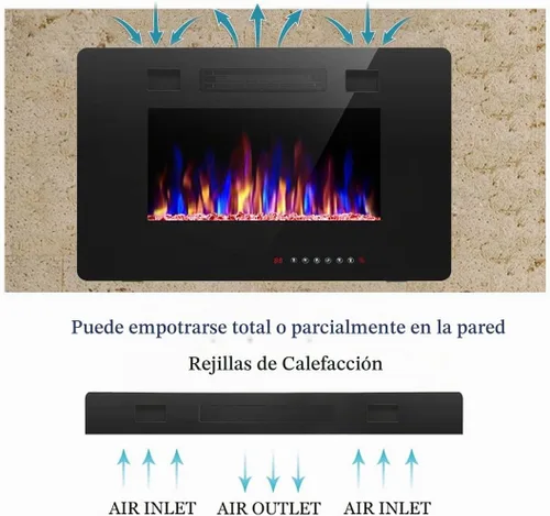Vista 4 de R.W.FLAME - Chimenea empotrable ultrafina para pared (30 y 60 pulgadas)