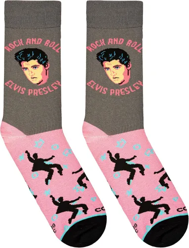 Vista 6 de Odd Sox Elvis Presley The King of Rock N Roll - Calcetines para hombre divertidos regalos de coleccionista Negro