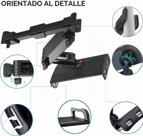 Vista 5 de Timewall Soporte universal para reposacabezas de automóvil, asiento trasero, soporte universal para teléfono celular, ángulo giratorio de 360°