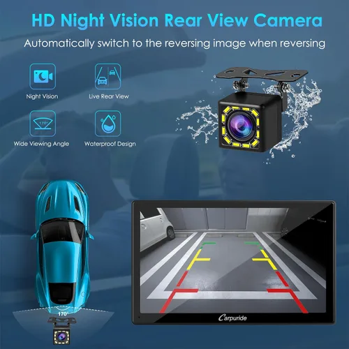 Vista 6 de Carpuride Estéreo de coche doble DIN de 9 pulgadas con CarPlay y radio