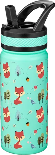 Vista 7 de Fanhaw Botella de Agua Aislada para Niños de 18 Oz con Tapa de Pajita – Acero Inoxidable de Doble Pared al Vacío, A Prueba de Fugas, Botellas
