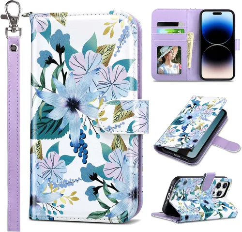 Vista 35 de ULAK Compatible con iPhone 14 Funda Cartera para Mujeres, Cubierta Plegable de Cuero PU Premium con Portador de Tarjetas, Función de Soporte Funda
