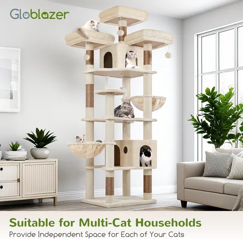Vista 8 de Globlazer Árboles y Torres para Gatos para Múltiples Gatos Adultos, Torre de Árbol para Gatos XXL Alta de 82 Pulgadas para Gatos