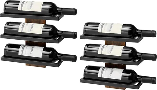 Vista 11 de Hoctieon - Estante para vinos de 3 niveles, madera marrón rústica Marrón rústico