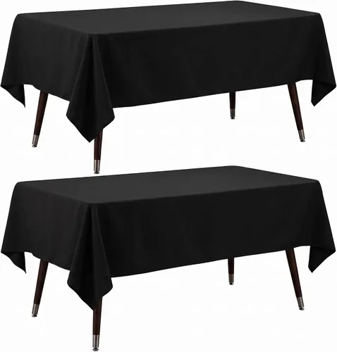 Vista 16 de Mantel rectangular de poliéster, manteles para mesas rectangulares de 6 pies, manteles de tela decorativa lavable para bodas, banquetes y campamento