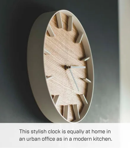 Vista 6 de YAMAZAKI Inicio Reloj de pared - Madera moderna Decoración del hogar Acero + Madera Talla única Ceniza