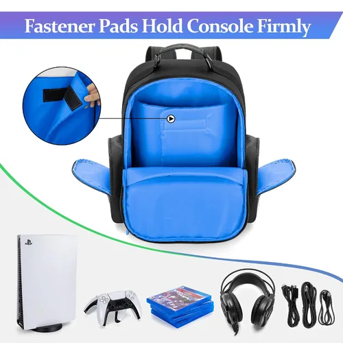 Vista 2 de PGmoon Console Backpack Compatible with Playstation 5 & PS5 Slim, Travel Carrying Case Bag with Protective Liner Fits 15.6" Laptop, Headset