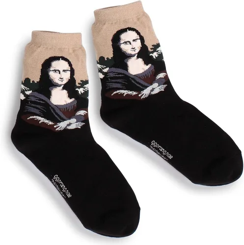 Vista 4 de Calcetines de algodón para mujer, diseño divertido de pinturas famosas, casual