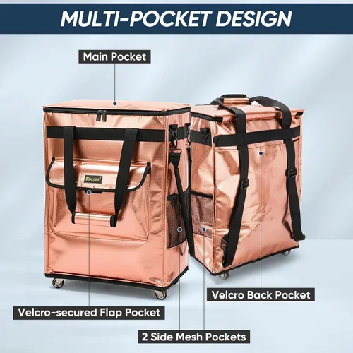 Vista 6 de BALEINE Bolsas de comestibles reutilizables sobre ruedas, bolsa de asas rodante, carrito de compras, mochila grande, carritos de compras