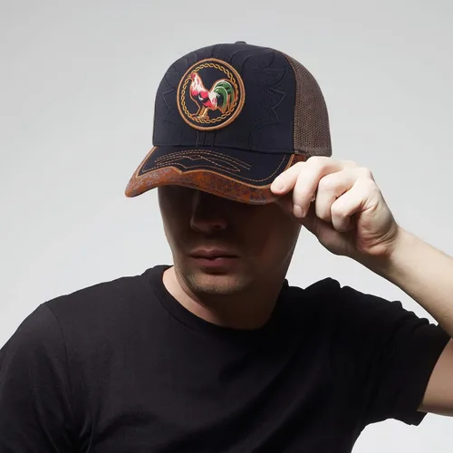 Vista 4 de Trendy Apparel Shop Gorra de béisbol bordada de malla de camionero con gallo