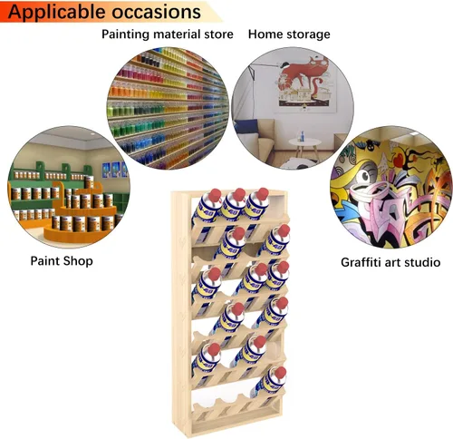 Vista 5 de Nisorpa Soporte para 24 latas de pintura en aerosol o lubricante, estante para latas de aerosol de 6 niveles, estante de almacenamiento de latas