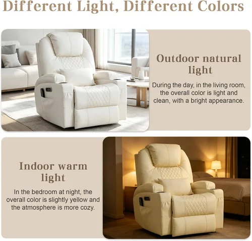 Vista 10 de AHMED Silla reclinable giratoria de doble motor, color beige, juego de 2