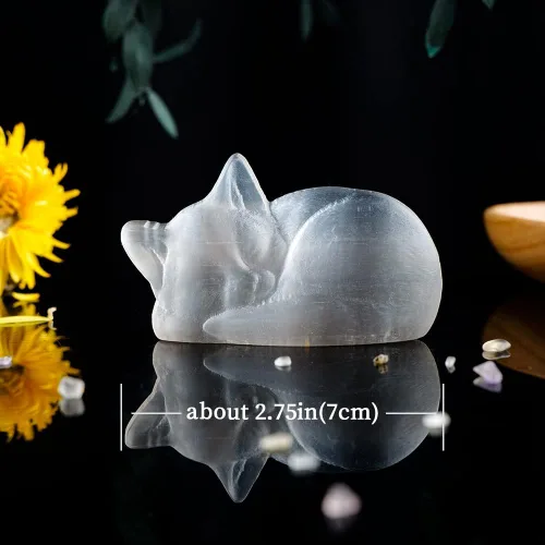 Vista 2 de Runyangshi Piedra curativa de cristal de selenita natural, selenita energética para dormir, exquisitos adornos tallados, masaje curativo espiritual