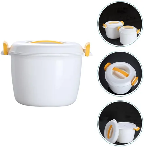Vista 8 de Microondas Pasta Cooker Round Microondas Recipiente de Alimentos Cocina: Microondas Arroz Cocina de Alimentos Amarillo 1L Cestas de microondas