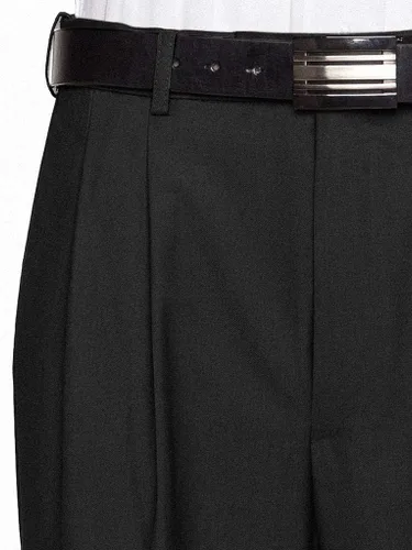 Vista 2 de Pantalones de vestir con cintura ampliable frontal plisada para hombre - Negro, dobladillo con puños