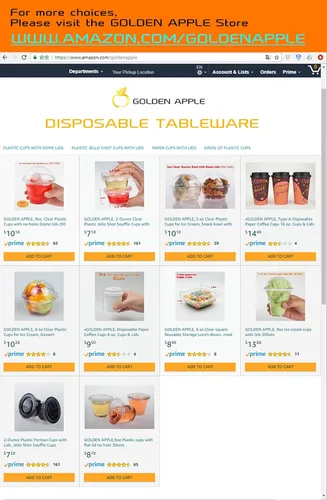 Vista 7 de Golden Apple, 5oz-30sets de vasos de plástico transparente para helado, tazas de postre, cuenco de aperitivos con tapas de cúpula sin agujero