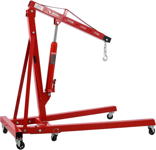 Vista 12 de Alzamiento de motor de recogedor de cerezas, soporte de motor plegable resistente con 6 ruedas giratorias de hierro, elevador de grúa de motor Negro