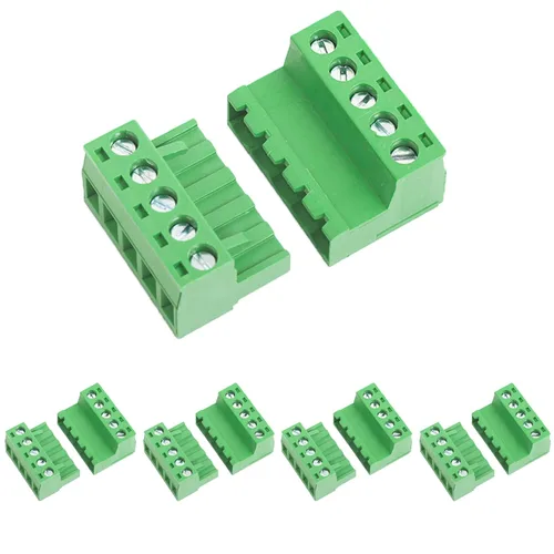 Vista 8 de 10 pares de conectores de bloque de terminales de tornillo enchufables de 2 pines de 5,08 mm de paso con enchufe Phoenix para cable de 28-12AWG