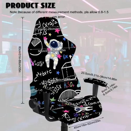Vista 9 de Fundas para sillas de juegos de astronautas con cremallera, fórmulas matemáticas, funda para silla de oficina con fundas para reposabrazos, funda