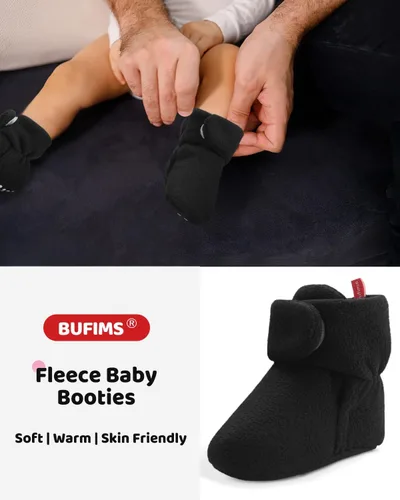 Vista 3 de Botines de forro polar para recién nacido, unisex, antideslizantes, para recién nacidos, primeros pasos, zapatos cálidos para la casa para bebés