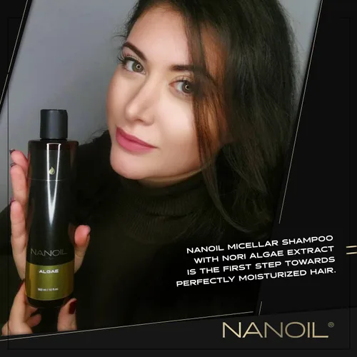 Vista 6 de NANOIL Champú micelar de algas 10.1 fl oz - Champú micelar rico en extracto de algas, limpieza profunda, impulso de hidratación, suavidad