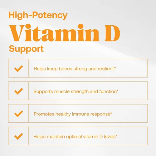 Vista 2 de Omax3 Vitamina D3 de alta potencia 5,000 UI (125 mcg) Huesos, músculos y articulaciones fuertes, salud cardíaca, inmunidad, sin OMG, sin gluten, sin
