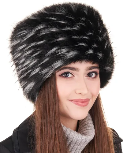 Vista 26 de Futrzane Sombrero clásico cosaco - Sombreros de piel sintética para mujer - Sombrero ruso peludo cálido