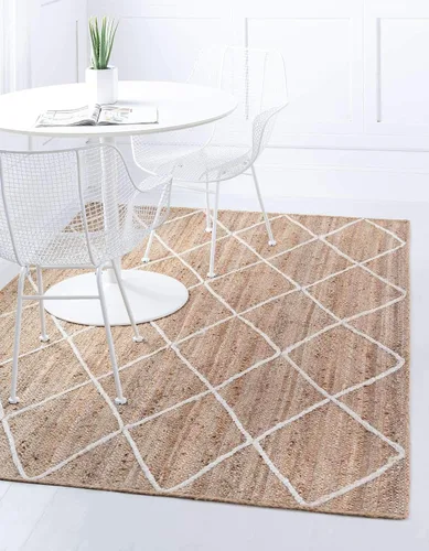 Vista 25 de Unique Loom Alfombra trenzada de la colección de yute – enrejado (2 pies 2 pulgadas x 6 pies 1 pulgada, gris/marfil)