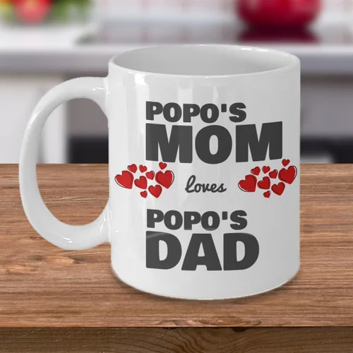 Vista 2 de Policía Popo Mamá Loves Popo dad- Café Té Taza (Blanco)